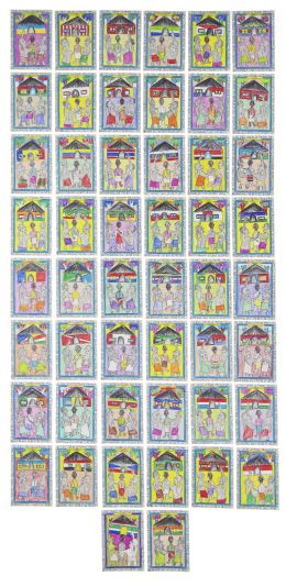 1139.  FRÉDÉRIC BRULY BOUABRÉ (Zépréguhé, Costa de Marfil, 1923 - Abiyán, Costa de Marfil, 2014)Un celeste couple en voyage dans le ciel sud de la terre présentant à ici leur unique les divines couleurs de la belle cité, 2006