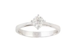 258.  Sortija solitario de brillante de 0,45 ct aprox engastado en 4 garras