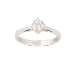 259.  Sortija solitario de brillante de 0,45 ct aprox engastado en 4 garras 