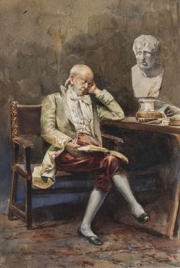857.  ESCUELA ESPAÑOLA, SIGLO XIXCaballero sentado leyendo