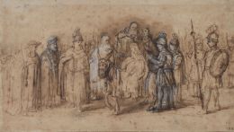 833.  PHILIP DE KONINCK, también conocido como PHILIPS KONINCK (Amsterdam, 1619- 1688)El sacerdote Sadoc ungiendo a Salomón como rey (1 Reyes 1,38-39) 1664