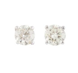 250.  Pendientes dormilonas de brillantes engastados en cuatro garras