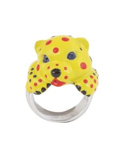 192.  Sortija guepardo de esmalte multicolor