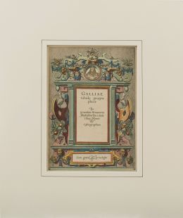 732.  GERHARD MERCATOR (1512-1594), JODOCUS HONDIUS (1563-1612) HENDRIK HONDIUS (1597-1651)Frontispicio: "Galliae / tabule geographicae / Per / Gerardum Mer-catorem / Illustrissimi Ducis Julie / Clivie Montis / etc. / Cosmographum. Cum gratia & privilegio"
