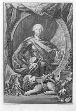 727.  CAMILLUS PADERNI (inv) PHILIPPUS MORGHEN (sculp)Retrato de Carlos III, rey de España y de las Indias