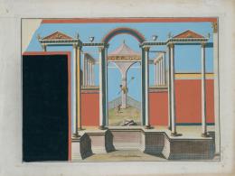 813.  ESCUELA ITALIANA, SIGLO XIXColección de cinco grabados de Pompeya Herculano con decoración de interiores de estilo neoclásico y mitología griega