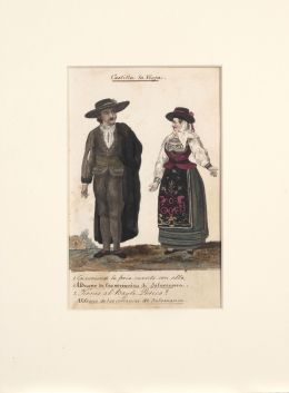 774.  CÍRCULO DE ANTONIO RODRIGUEZ (Escuela española, siglo XIX)Aldeano de las cercanías de Salamanca y Aldeana de las cercanías de Salamanca