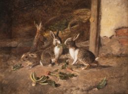 843.  FEDERICO JIMÉNEZ FERNÁNDEZ (Madrid, 1841-1910)Conejos