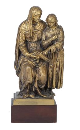 696.  La educación de la Virgen.Escultura de bronce dorado.España, S. XIX.