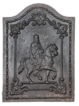 708.  Placa de chimenea de hierro con un sarraceno a caballo.Francia, S. XIX.