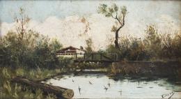 510.  ESCUELA ESPAÑOLA, SIGLO XIXPaisaje con puente