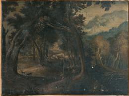 572.  ESCUELA ESPAÑOLA, SIGLO XIX- XXCacería en un paisaje