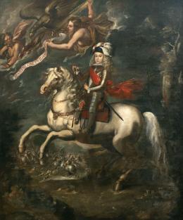 665.  SEBASTIÁN HERRERA BARNUEVO Y TALLER (Madrid, 1619-1671)Retrato de Carlos II a caballoh. 1668-1669
