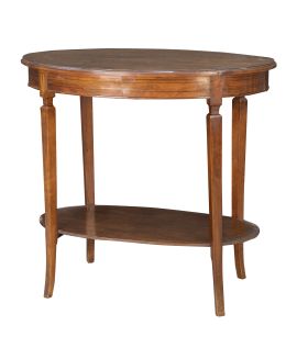 1383.  Mesa auxiliar ovalalada de madera tallada.Principios del S. XX.