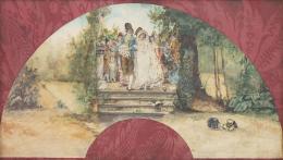 891.  ESTANISLAO SUÁREZ INCLÁN (Madrid, documentado entre 1892 y 1901)Pais de abanico con escena galante