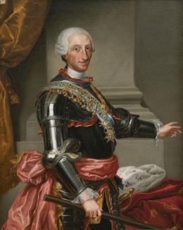 861.  CIRCULO DE ANTON RAFAEL MENGS (1728 - Roma, 1779) y ATRIBUIDO A ANTONIO GONZÁLEZ RUÍZ (Corella, 1711- Madrid, 1788)Retrato de Carlos III (1716- 1788)H. 1774