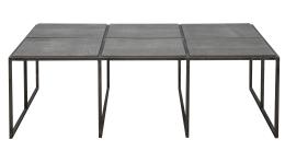 791.  Mesa baja de centro en acero con tapas de símil "galuchat", moderna.