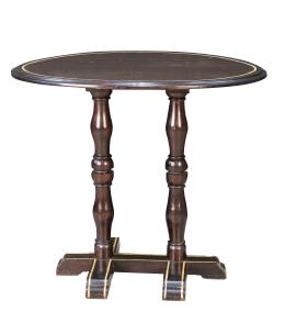 1363.  Mesa circular de madera con fileteado en hueso.