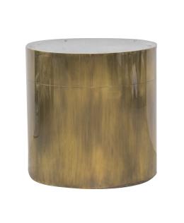 788.  Mesa cilíndrica de metal con tapa.Años 70.