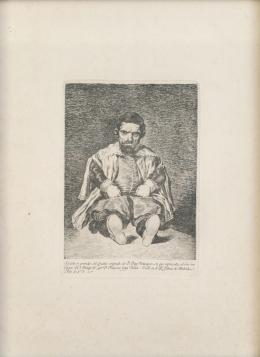 823.  FRANCISCO DE GOYA Y LICIENTES (grab) DIEGO RODRÍGUEZ DE SILVA Y VELÁZQUEZ (pinx)El bufón el Primo