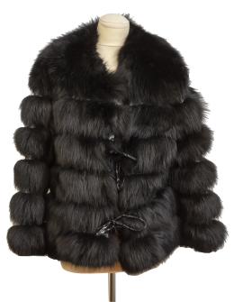 354.  Chaqueta corta vintage de piel de zorro negro