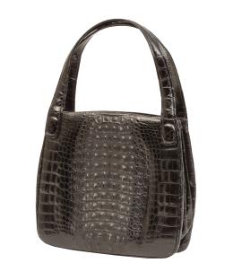 350.  Bolso vintage de piel de cocodrilo negro con dos asas