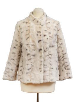357.  Chaqueta corta vintage de piel de visón blanco moteado,( BA