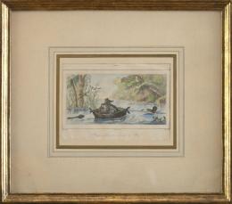 806.  DEBRET (del) CHAILLOT (sculp)"Cazadores negros regresando a la ciudad" y "Barca hecha con cuero de buey"