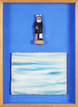 1012.  ALFREDO ALCAÍN (Madrid, 1936)Marina con marinero, 1988