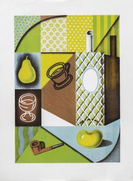 952.  ALFREDO ALCAIN (Madrid, 1936)Bodegón pipa manzana, 1989-90