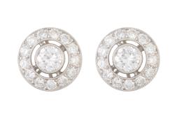 103.  Pendientes ojos de perdiz de brillantes estilo Art-Decó, co