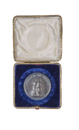 1257.  Eduardo, Fernandez Pescador, (Madrid 1836 - Madrid 1872).Firmada, en su estuche originalMedalla de diputado de las Cortes Constituyentes de 1858. 