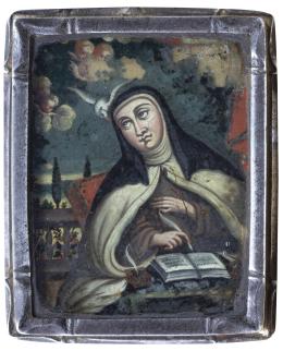 1260.  ESCUELA ESPAÑOLA, H. 1700Santa Teresa (anverso) y Dolorosa (reverso)