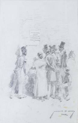 901.  MARCELINO UNCETA Y LOPEZ (Zaragoza, 1835-Madrid, 1905)Leyendo el cartel