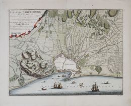 783.  NICOLAS JANSZ VISSCHER II (1649-1702)Plano de Barcelona y sus alrededores