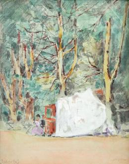 881.  CRISTÓBAL FERRIZ Y SICILIA (Madrid, 1850-1912)Conjunto de tres acuarelas del parque del Retiro