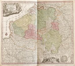 737.  MATTHÄUS SEUTTER (1678-1756)Paises Bajos con Francia y Alemania: "Germaniae Inferioris sive Belgii Pars Meridionalis"