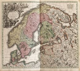 735.  JOHANN BAPTIST HOMANN (1664 -1724) Suecia, Noruega, Dinamarca y Finlandia