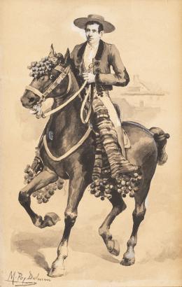 899.  MANUEL POY DALMAU (Madrid, activo a finales del siglo XIX y principios del XX)Caballista