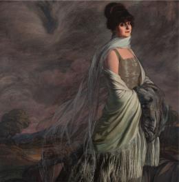 877.  IGNACIO ZULOAGA Y ZABALETA Eibar (Guipuzcoa), 1870 - Madrid, 1945)La señora de Atucha (María Teresa Llavallol, 1868 - 1927) París, 1917 