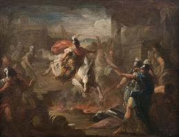 852.  ESCUELA ESPAÑOLA O ITALIANA, SIGLO XVIIIMarco Curzio lanzándose a la sima delante del Senado romanoc. 1750