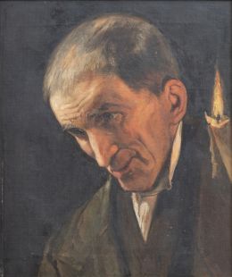 842.  ESCUELA ESPAÑOLA, SIGLO XIXRetrato de anciano con vela