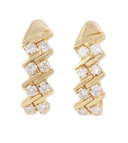 262.  Pendientes con banda de brillantes engastados en parejas en zigzag 