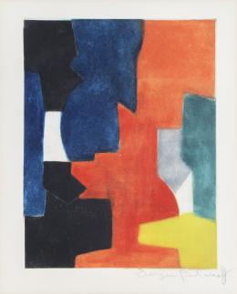 982.  SERGE POLIAKOFF (Moscú, 1900 - París, 1969)Composition bleu, rouge, vert et noire, 1958