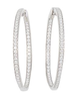 293.  Pendientes criollas con brillantes en línea frontal e interior del aro