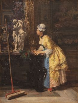 907.  LUIS ÁLVAREZ CATALÁ (Madrid, 1836-1901)
Admirando a Cupido