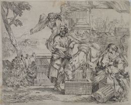 789.  SEBASTIAN BOURDON (1616-1671)San José escuchando el consejo del Ángel