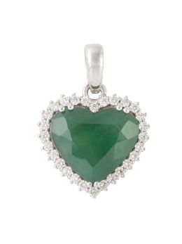 315.  Colgante con esmeralda talla corazón orlada con marco de brillantes