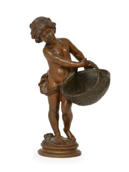 1172.  Auguste Moreau (1834-1917).
Niño con cesto.
Escultura de 