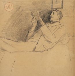 940.  EMILIO SALA FRANCÉS (Alcoy, Alicante, 1850-Madrid, 1910)Retrato de caballero leyendo